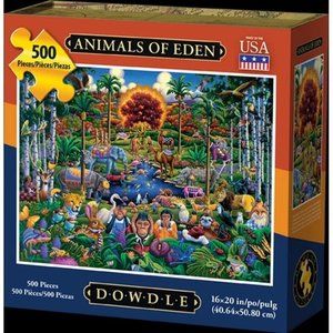 NEW Dowdle Folk Art - Jigsaw Puzzle - Animals of Eden - 500 Piece 16"x20"